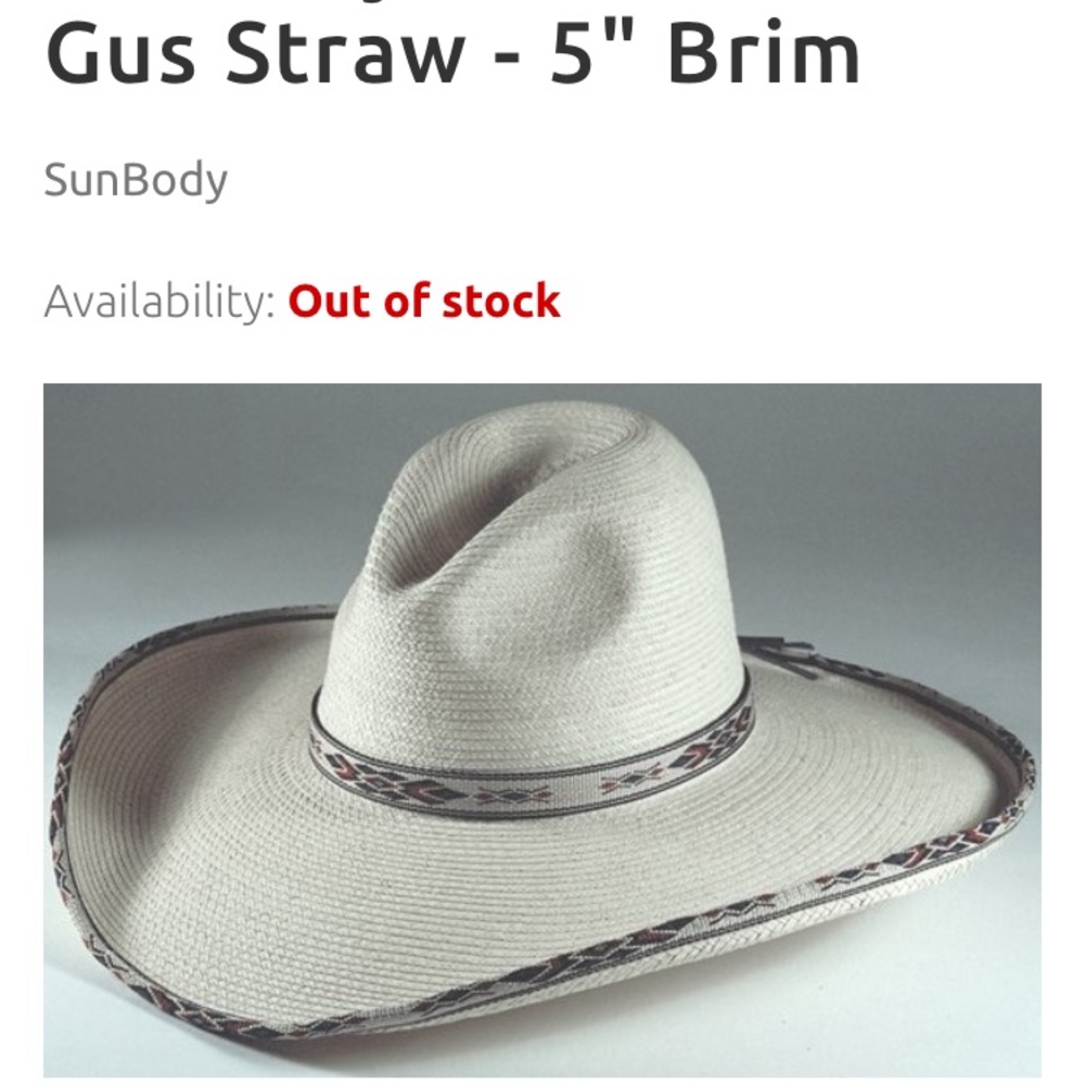 SunBody Blue Diamond Gus Straw Cowboy Palm Leaf Hat 6 3/4 (54)
